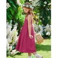 thumbnail image 4 of Arshiner Girls Summer Dress Maxi Spaghetti Strap Ruched Flowy Beach Boho Casual Teen Girl Sundress, 4 of 6
