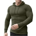 thumbnail image 3 of DDAPJ pyju Mens Fashion Athletic Hoodies Gym Workout Sweatshirt Muscle Fit Long Sleeve Drawstring Knit Pullover Tops Army Green XL, 3 of 7
