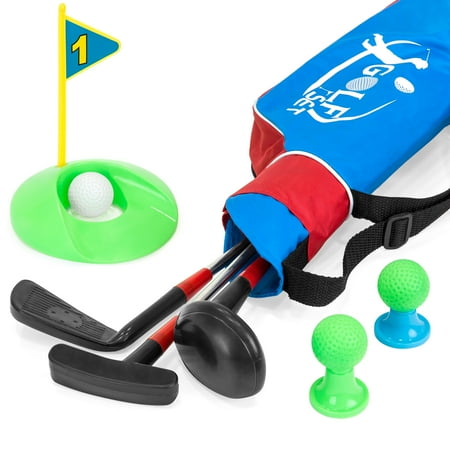 Kids Golf Clothes Best Choice Products 13-Piece Kids Indoor Outdoor Golf Set w/ 3 Clubs, 3 Balls, Tees, Hole, and Carrying Bag - Multicolor ()