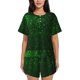 thumbnail image 1 of Fotbe Green Sparkling Conjunto de Pijama Estampado para Mujer, 2 Piezas, Ropa de Dormir con Camiseta de Manga Corta y Shorts Suaves-Small, 1 of 6