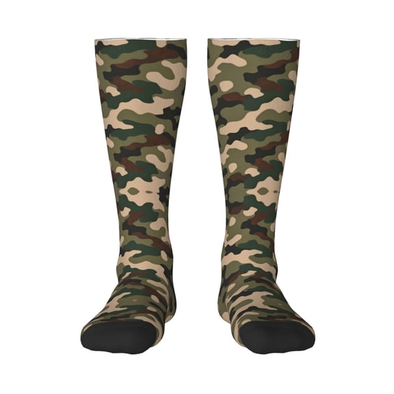 Women's Knee High Socks Green Army Camouflage Thermal Soft Knee Long Socks