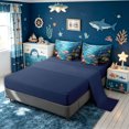 thumbnail image 4 of meiyoeat Reef Shark Fish Twin Bedding for Kids Boys Girls, Tropical Coastal Coral Animal Bedding Comforter Set, Blue, Blue Reversible, 7 Pieces, 4 of 6