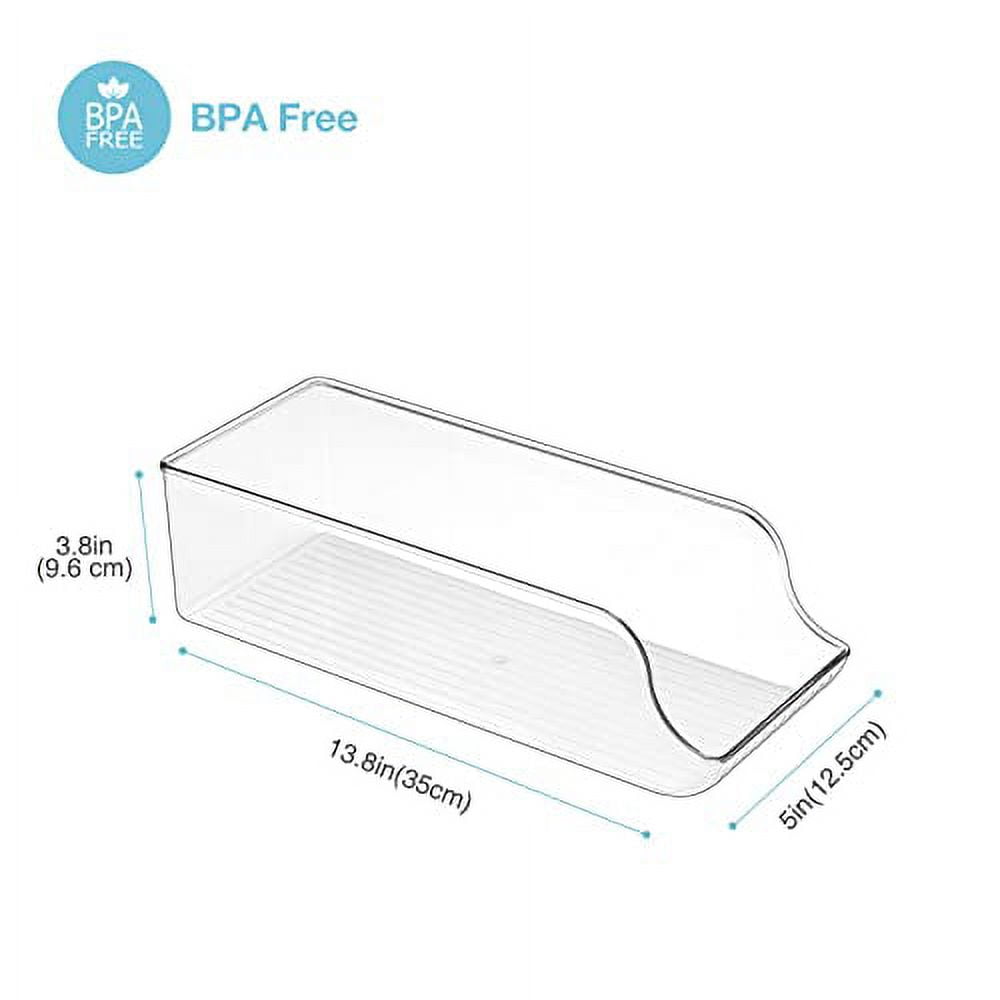 Puricon 2 Pack Can Drink Dispenser Organizer for Refrigerator, Clear Plastic Soda Pop Can Holder Container Storage Bin for Fridge Freezer Pantry Cabinet Kitchen -for Standard Can