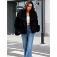 thumbnail image 5 of Levmjia Women's Faux Fur Coat Lapel Collar Long Sleeve Winter Warm Outerwear Fluffy Plush Jacket Open Front Solid Color, 5 of 5