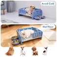 thumbnail image 4 of Small Dog Bed with Cushion & Bowls, Plastic Pet Bed for Puppies and Small Dogs, Raised Puppy Bed with Removable Soft Pad, Indoor Dog Bed with Double Food & Water Bowls, Blue, 4 of 6