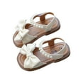 thumbnail image 2 of HAOTAGS Kid's Toddlers Sandals, Lightweight Hook Loop Bow - Tie Pearl Adjustable Straps Beach Shoes for Kids White 18 Months, 2 of 9