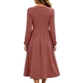 thumbnail image 7 of Guieoi Dresses for Women 2026 Fall Winter Round-Neck Long-Sleeve Dress with Pockets and Cuffed Sleeves Pink M, 7 of 7