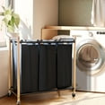 thumbnail image 2 of 3-Zone Laundry Sorter, 35.9 Gallon (136 Liter) Laundry Basket Cart with Heavy-Duty Lockable Rolling Wheels and Removable Bags, Clothes Organizer Basket, Clothes Separator Basket, 2 of 8