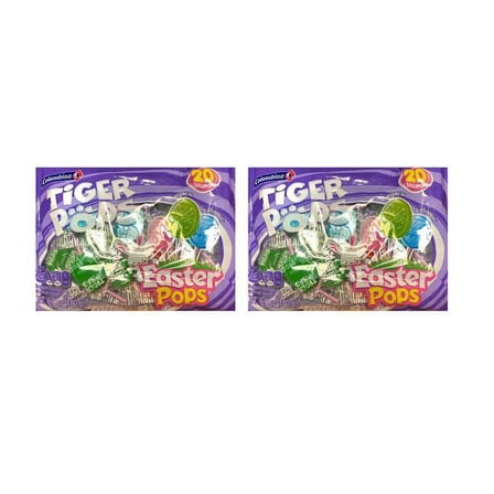 PSLLC Columbina Easter Pops Tiger Pops Individually Wrapped Lollipops Assorted Flavors 6.3 oz Bag, 20 ct. (2 pack)