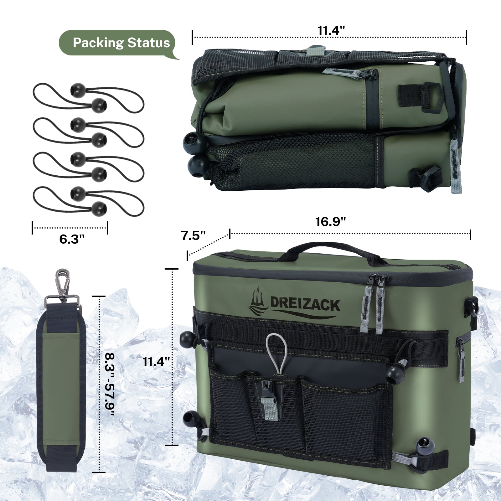 Dreizack Kayak Cooler Behind Seat Waterproof Cooler for Kayaking,Paddle Board Cooler Compatible with Lawn-Chair Seat Kayak Accessories Cooler Bag Kayak Cooler Tow Behind for Camping Fishing