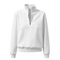 thumbnail image 2 of JFGHDG Women Half Zip Oversized Sweatshirts Long Sleeve Solid Color Drop Shoulder Fleece Workout Pullover White L, 2 of 8