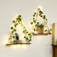 thumbnail image 2 of 1/2pcs Artificial Ivy Wall Hanging Shelves Macrame Floating Shelf for Home Bedroom Wood Hanging Plant Shelves Ledge Wall Decor, 2 of 9