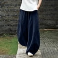 thumbnail image 5 of TRUBKH Cotton Linen Pants Balloon Pants Baggy Pants Resort Wear for Women 2026 Gaucho Pant Lounge Pants Elastic Ankle Pants Women Paperbag Pant Pull On Pants Women's Sweatpants Dark Blue 4XL, 5 of 6