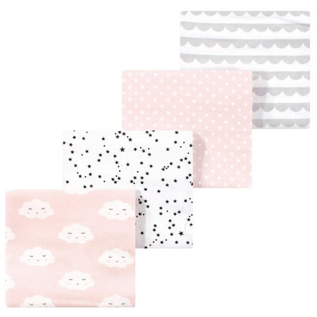 Luvable Friends Hudson Baby Flannel Receiving Blankets 4pk, Cloudy Dream