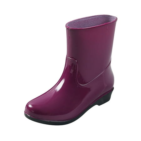 

SEMIMAY Women Shoes Short Rain Boots For Womens Ankle Waterproof Rainboot Slip On Garden Boot Rubber Shoes Purple