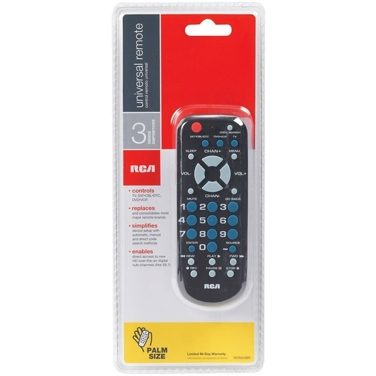 RCA RCR503BR 3 Device Universal Remote Control for Various Brands Walmart