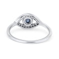 thumbnail image 3 of Halo Eye Evil Pave Blue Sapphire Cubic Zirconia Ring Band 925 Sterling Silver Size 8, 3 of 6