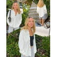 thumbnail image 4 of Zeagoo Button Down Shirts for Women Waffle Boyfriend Work Shacket Loose Long Sleeve Collared Fall Tops, 4 of 7
