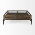 thumbnail image 2 of Mercana Arelius 42" Square Glass Top Display Coffee Table in Brown And Black, 2 of 7