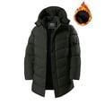 thumbnail image 4 of Atkumj Mens Puffer Jacket Trendy Hooded Full Zip Warm Insulated Windbreaker Jackets Casual Solid Color Oversizes Mid Lenght Winter Coats for Men with Pockets 4XL, 4 of 7