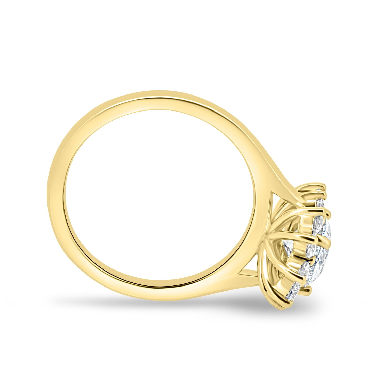 ESTE ORIGIN 2.00Ct Oval Cut Moissanite Engagement Ring – Halo & Cathedral Setting in 14K Yellow Gold for Women