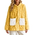thumbnail image 3 of APEXFWDT Women’s Fleece Bed Jacket Button Down Color Block House Coat Sleeping Bed Jackets with Pockets, 3 of 8