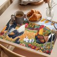 thumbnail image 3 of Yellow Retro Rooster Placemats Set of 4 Elegant Spring Floral Animals Place Mats Indoor Wipeable Table Mats Washable Cloth Dining Table Placemats for Kitchen Holiday Party Home Decor 13x19 Inch, 3 of 9