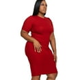 thumbnail image 2 of Pastel by Vivienne Women's Ribbed Bodycon Midi Dress Plus Size Red X-Large, 2 of 4
