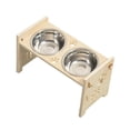 thumbnail image 4 of Comedero elevado para gatos, comedero y bebedero portátil extraíble, estación de alimentación elevada para cachorros, gatos de interior y gatitos. Color madera, 4 of 8