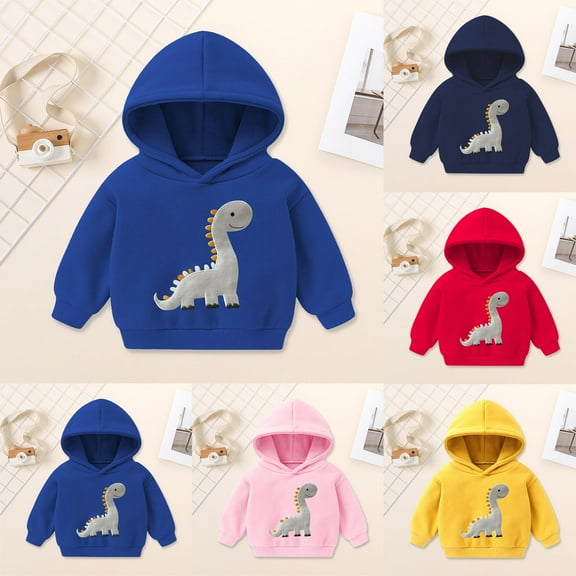 Ulanda Toddler Boys Girls Sweatshirt Kids Crew Neck Dinosaur Pullover Hoodie Top Long Sleeve Cotton Shirt Fall Winter 2-7Y (Red, 3-4 Years)
