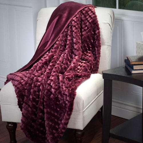 Somerset Home Plush Striped Embossed Faux Fur Mink Throw