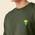 thumbnail image 5 of Dalix Alien Embroidered Cotton Classic Fit Long Sleeve Crewneck Tee Shirt Mens in Military Green 3XL XXX-Large, 5 of 5