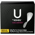 thumbnail image 1 of U by Kotex Balance Daily Wrapped Panty Liners, Light Absorbency, Regular Length, 1 of 9