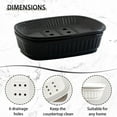 thumbnail image 3 of Ceramic Soap Dish, Kvago Self-draining Soap Holder, Double Layer Bar Soap Holder, Detachable Soap Dish Tray Draining Soap Dishes for Bathroom Shower Kitchen (5.31 x 3.66 x 1.49 in, Black), 3 of 7