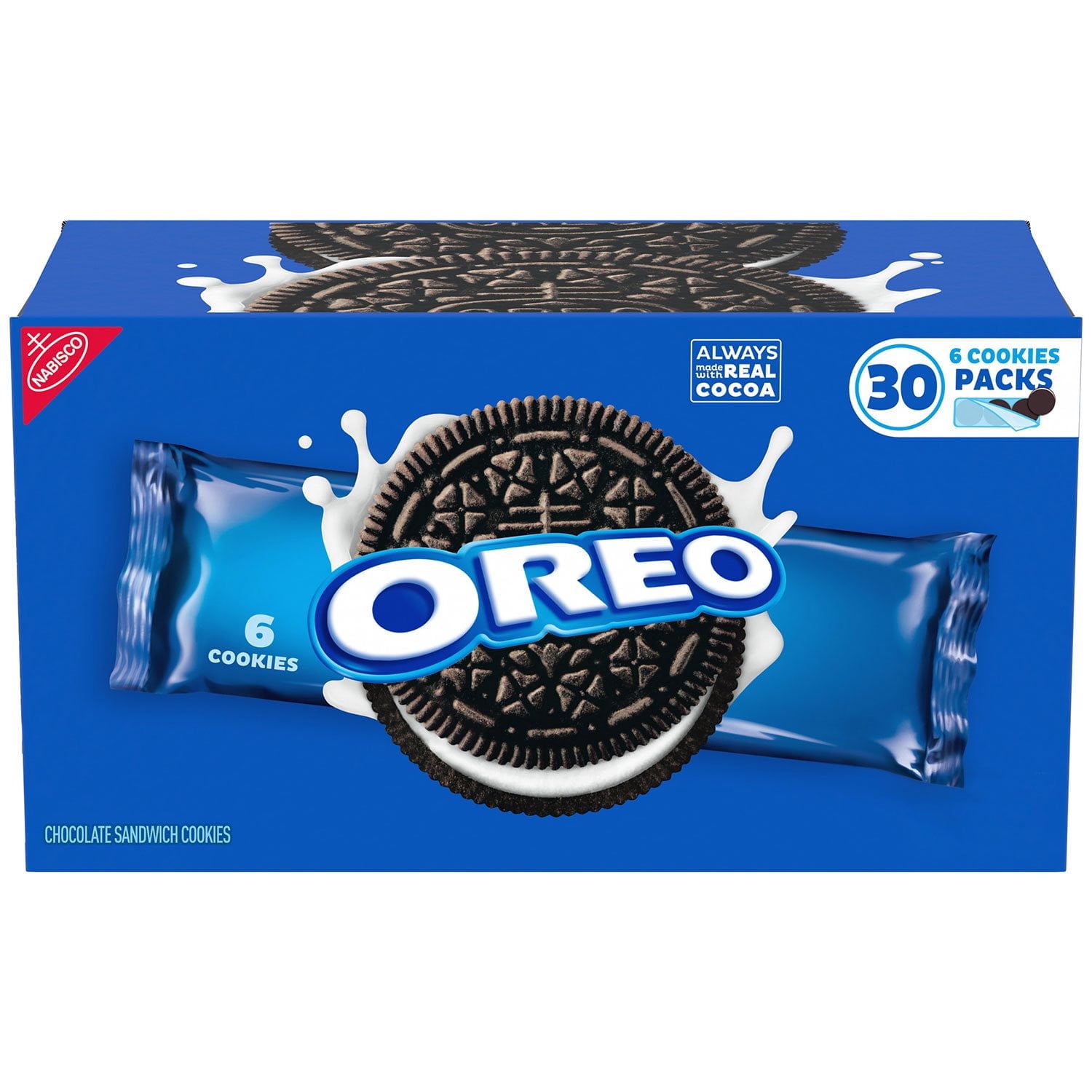 OREO Chocolate Sandwich Cookies, 2.4 oz, 30 Pack With White Bowl By OMA