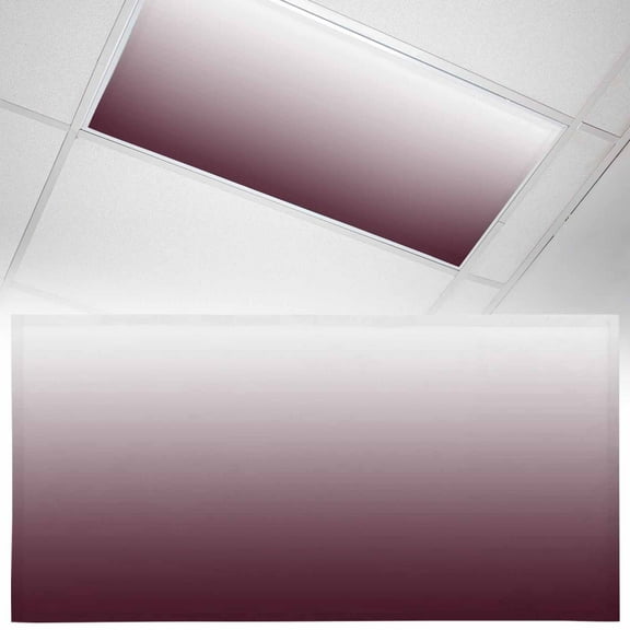 1 Pack Romantic Burgundy Fluorescent Light Covers for Ceiling Lights Gradient Magnetic Ceiling Light Covers Overhead Light Filters for Office Classroom Home