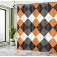 thumbnail image 4 of Ambesonne Argyle Shower Curtain, Plaid Squares Halloween Tone, 69"Wx84"L, Taupe Dark Grey and Orange, 4 of 4