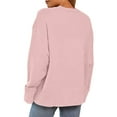 thumbnail image 4 of larppty Sweaters for Women 2025 Fall Long Sleeve Casual Loose Fit Knitted Basic Pullover Sweater Tops (Pink, L), 4 of 7