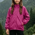 thumbnail image 2 of FAVIPT Waterproof Jacket for Girl Adjustable Drawstring Windproof Hooded Jackets Zip Up Outdoor Coat with Zipper Pockets Hot Pink,14-15 Years, 2 of 7