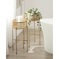 thumbnail image 6 of Kate and Laurel Paynter Modern Two-Piece Shallow Metal Plant Stand Set, 13 x 13 x 26, Gold, Contemporary Decorative Staggered Plant Stands for Succulents and Low, Vining Plants, 6 of 7