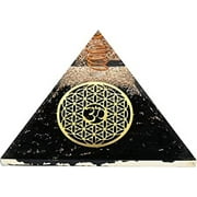 Shungite Crystal Orgone Pyramid, Organite Pyramid OM with Flower of Life