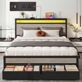 thumbnail image 5 of Bolvdo Queen Size Bed Frame with 2 Drawers, LED & USB Charging, Upholstered Headboard, Noise-Free, No Box Spring Needed, Easy Assembly, Gray, 5 of 7