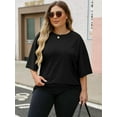 thumbnail image 3 of Womens Oversized T Shirts Summer Half Sleeve Crew Neck Tunic Tops, 3 of 5