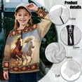 thumbnail image 6 of Uorisanigo Girls Half Zip Sweatshirt Quarter Zipper Cropped Sweatshirt Soft and Comfortable Athletic Pullover Tops Lightweight Western Horse Aztec Hoodies No Hood, Size 11-12, 6 of 7