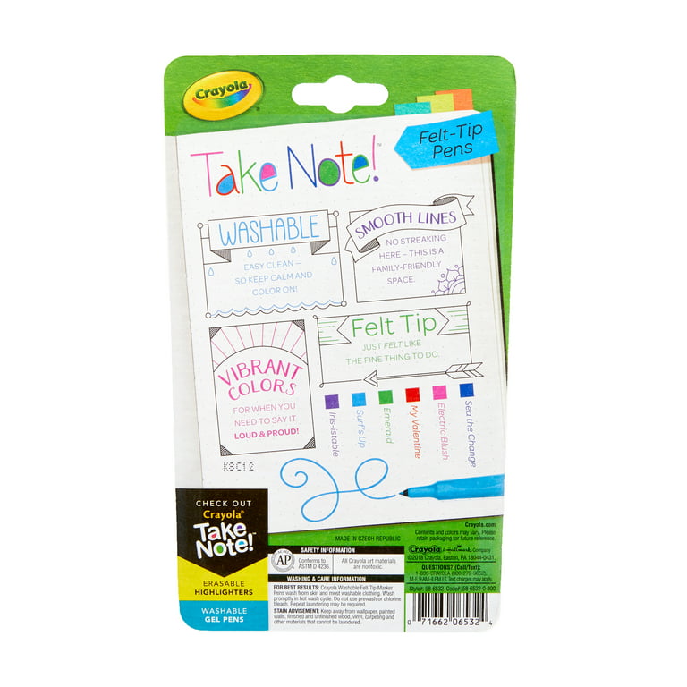  Crayola Medium Point Washable Gel Pens Set, School and Adult  Coloring Supplies, 6 count : Toys & Games
