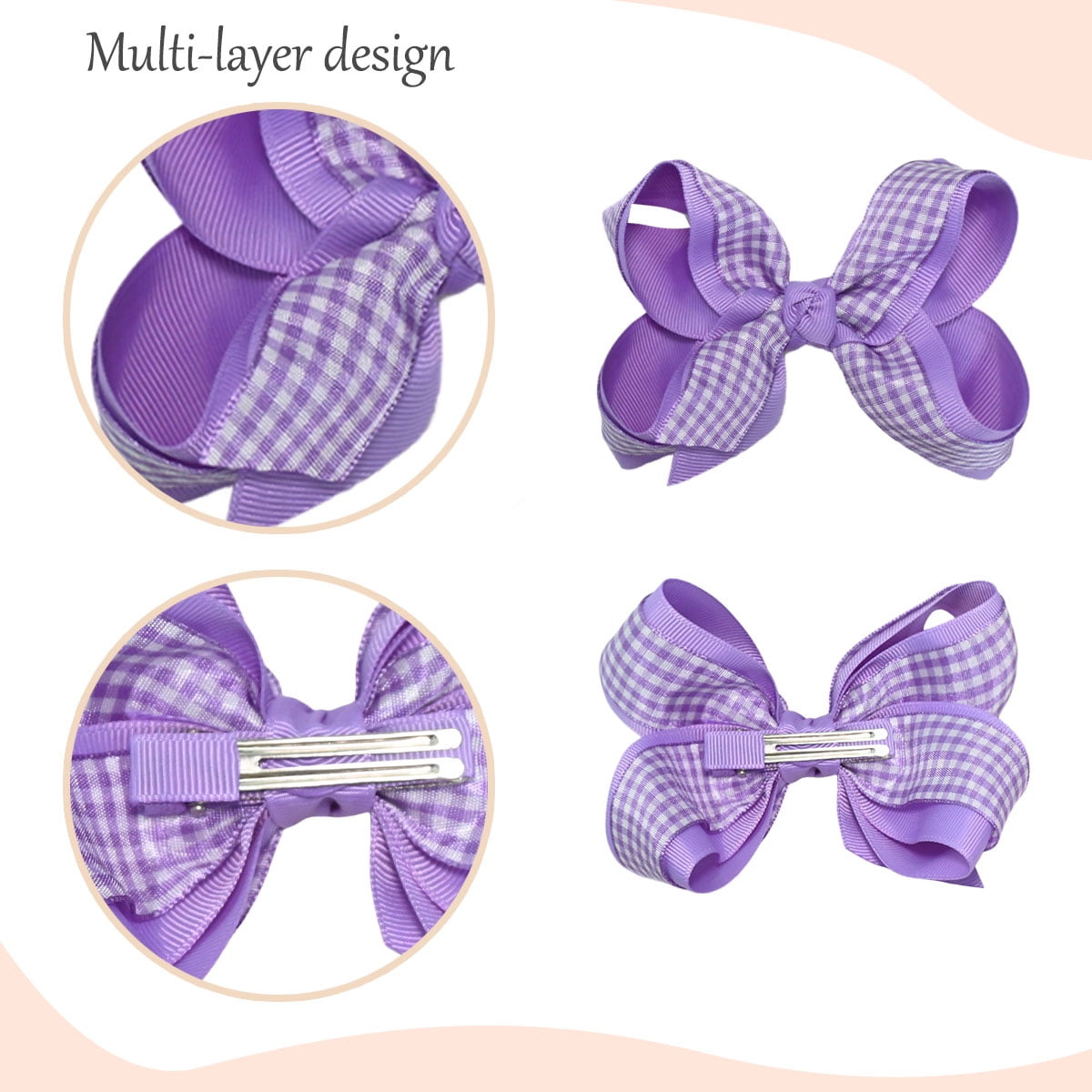 JoyBowie 18 pcs 4.5 inch Hair Bows, Solid & Gingham Alligator Clips for Toddler Girls