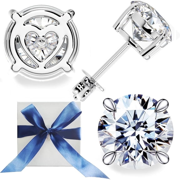 Moissanite Stud Earrings for Women Men S925 Sterling Silver Lab Diamond Jewelry Gift for Wife Girlfriend Mom Daughter Granddaughter on Birthday Wedding Anniversary 0.6CTW (0.3 Ct Each)