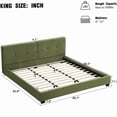 thumbnail image 6 of MANGIJOY No Box Spring King Platform Bed, Upholstered Frame with Velvet Headboard in Olive Green, Simple Setup, 6 of 10