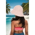 thumbnail image 2 of Crochet Raffia Bucket Hat Lightweight Foldable Wide Brim Sun Hat for Stylish Summer Protection - Pink, 2 of 4