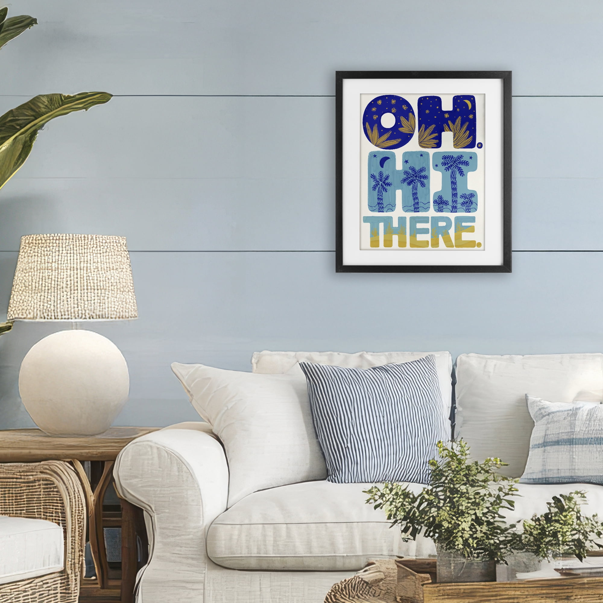 Stupell Industries Oh Hi There Tropical Black Framed Print Under Glass, design by Connie Summers